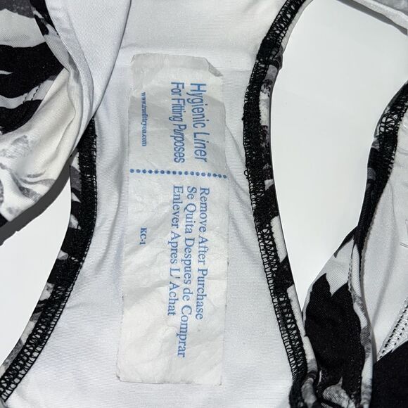 NWOT Splendid High Waist Swim Bikini Bottom XS Black White Leaf - Picture 8 of 12